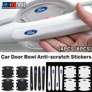 4 / 8 Chiếc Ford Trong Suốt Cửa Xe Ô Tô Bát Miếng Dán Chống Trầy Xước Miếng Dán Tay Nắm Cửa Ô Tô Bảo Vệ Phiên Bản Dày Sợi Carbon Textur Cho Xe Ford Fiesta Ranger Ecosport Focus Everest Mu