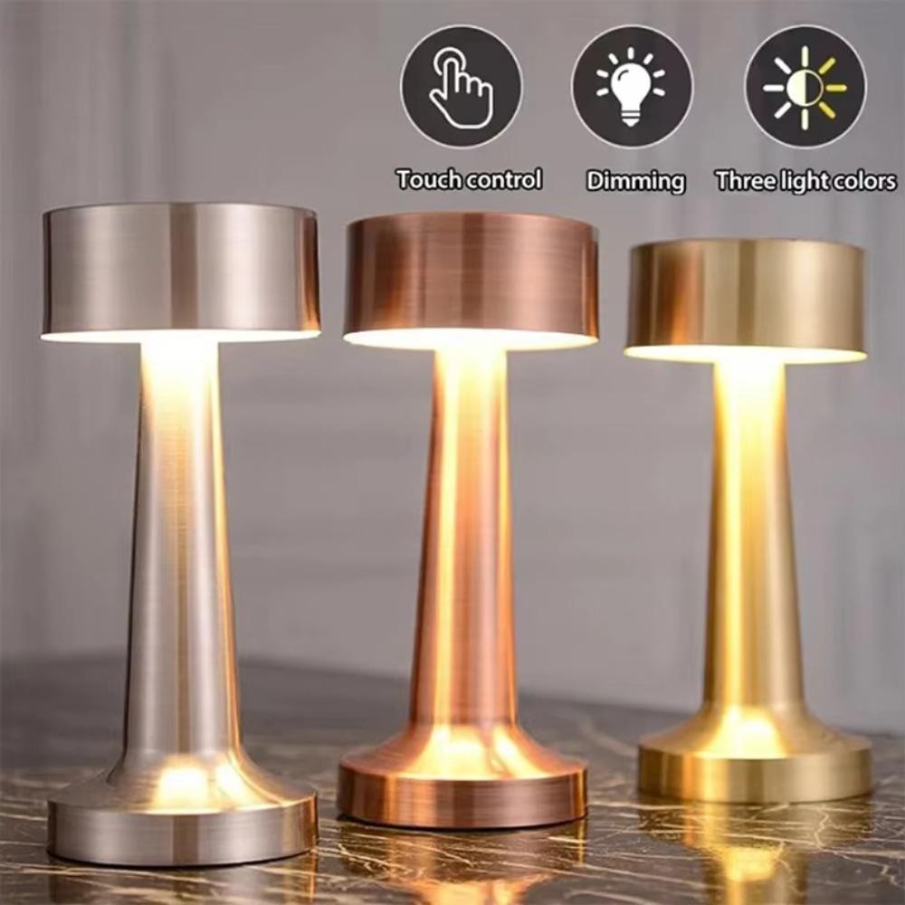 Đèn bàn LED HOBBYIN, Đèn ngủ LED cảm ứng có thể sạc lại USB, Đèn trang trí phòng ngủ 3 màu sáng tạo Retro có thể điều chỉnh độ sáng vô hạn Thanh khách sạn Bàn cà phê