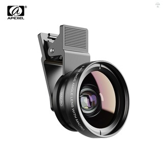 Hilivn) Bộ ống kính điện thoại APEXEL APL-0.45WM Góc siêu rộng 0.45X & Ống kính siêu Macro 12.5X, kẹp cho iPhone Samsung Huawei Xiaomi và điện thoại khác