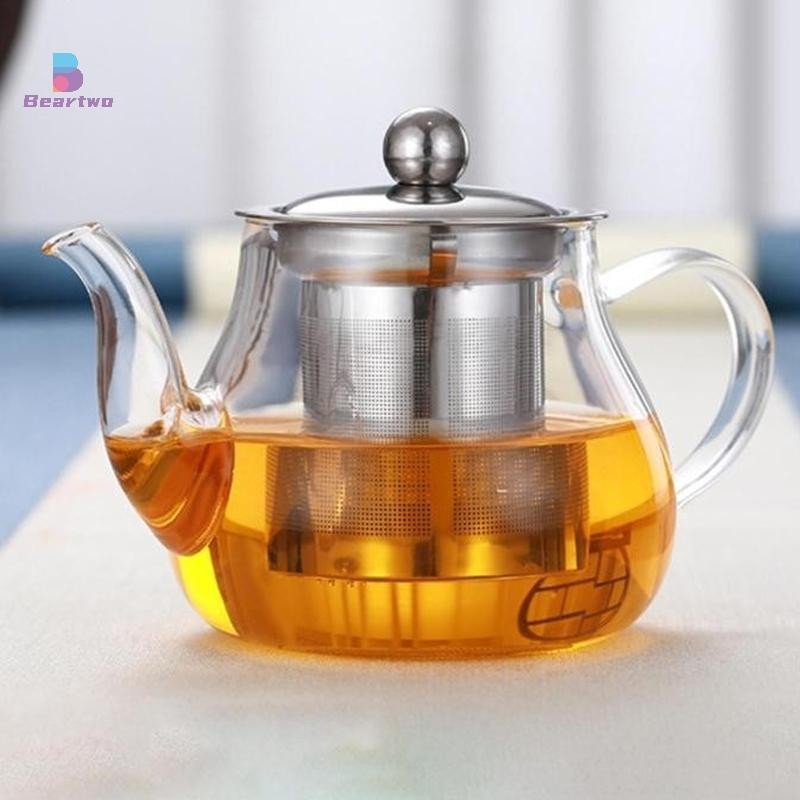 < Beartwo > Bộ lọc bằng thép không gỉ Lót hoa Pha trà Ấm trà Bếp gốm điện Sưởi ấm Ấm trà thủy tinh Ấm trà đẹp