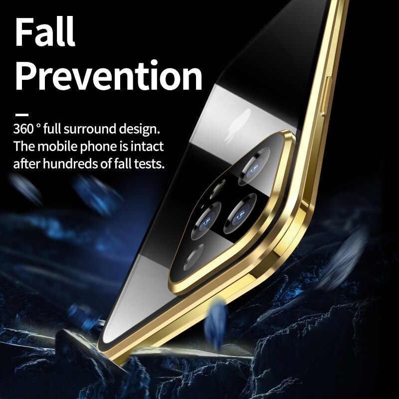 Ốp Kim Loại Hấp Phụ Từ Tính 360 Cho iPhone 12 13 Pro Max 13 Mini i13 i12 iPhone13 iPhone12 Vỏ Điện Thoại Kính Hai Mặt Bảo Vệ Toàn Diện Ốp Lưng Cứng