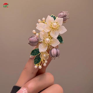 Kẹp bên hình hoa có kẹp lò xo Kẹp ổn định Đầu ngọc trai giả