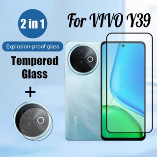 Kính cường lực bảo vệ màn hình Vivo Y39 2 trong 1 cho Vivo Y29 Y19s Y38 Y28 Y18 Y03 Y27 Y27s Y17s Y36 4G 5G Phim bảo vệ kính chống va đập & Phim ống kính máy ảnh
