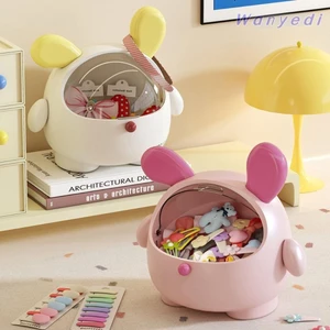 Hộp lưu trữ máy tính để bàn WANYEDI, Thỏ có nắp Thùng sắp xếp bàn, Hộp đựng văn phòng phẩm dung lượng cao chống bụi đa chức năng