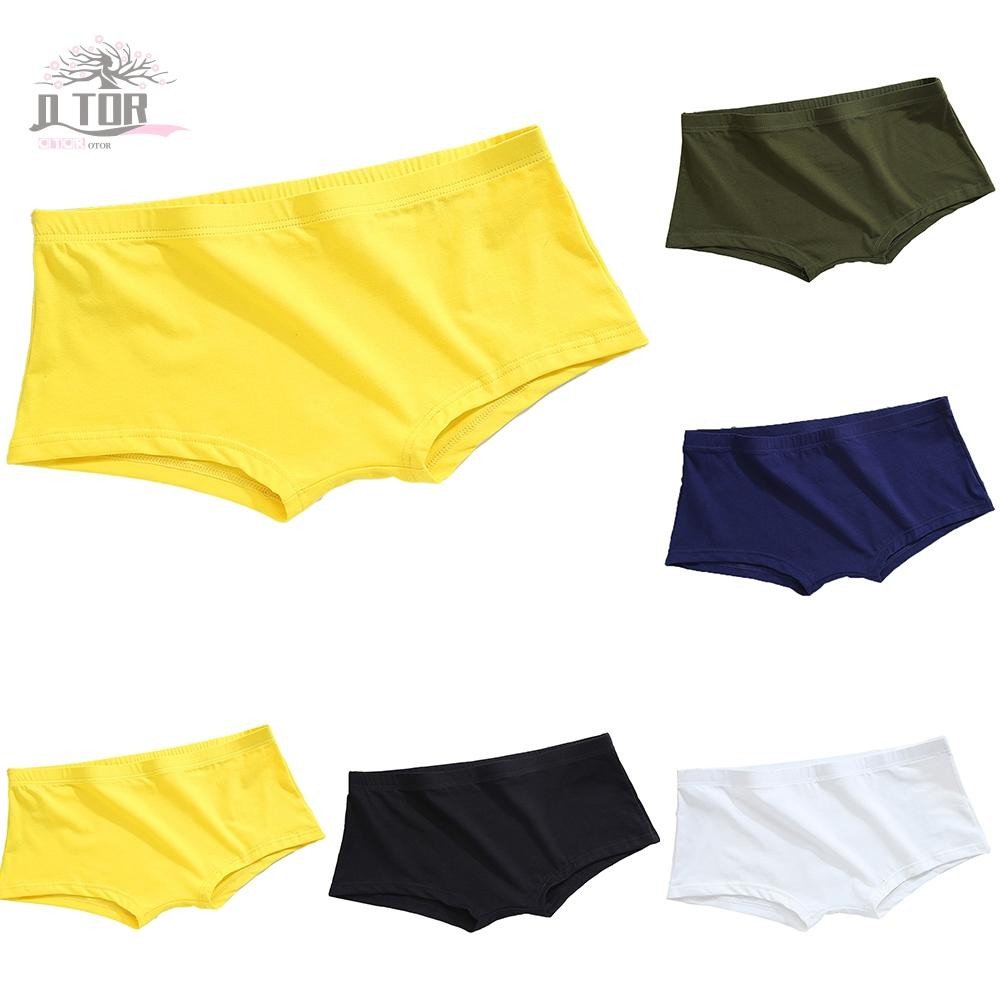 18) Quần lót Boxer eo thấp nam co giãn Quần short Cotton thoáng khí Màu trơn