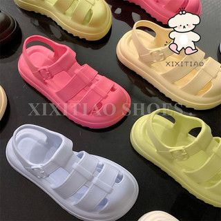 Xixitiao Sandal Nữ Kiểu La Mã Kiểu Dáng Thường Ngày Màu Trơn Mùa Hè Đế Dày Phong Cách Đi Biển