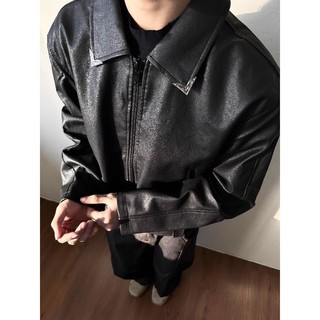 Áo khoác da nam GKSSS Mỹ retro hợp thời trang phong cách trung lập Áo khoác kết cấu vết nứt da PU