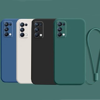 Thời Trang Mới Oppo Reno 5 6 4 4G A74 A52 A72 A92 A36 A76 Khung Ốp Lưng Vuông Mỏng Mềm TPU Vỏ Silicon Có Dây Đeo Tay