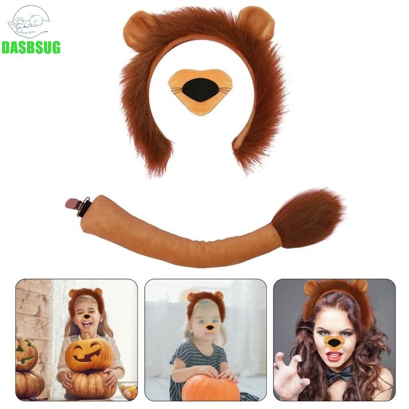 Dasbsug Halloween Sư Tử Trang Phục Bộ Trang Phục Cho Bé Sinh Nhật Halloween Sư Tử Trang Phục Sư Tử Băng Đô Quấn Tóc Đuôi Bo