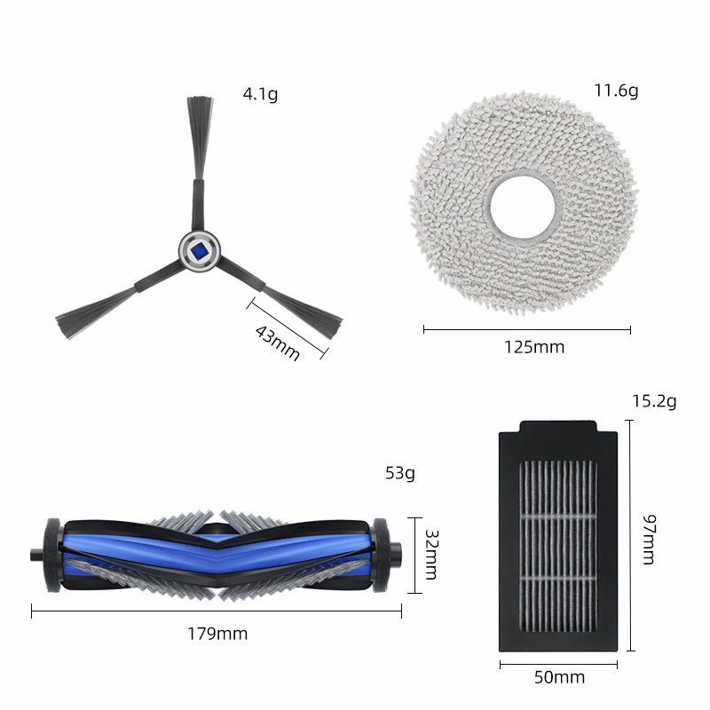 Ecovacs DEBOT T50 PRO OMNI Phụ tùng thay thế Phụ kiện Bàn chải bên chính Bộ lọc Hepa Cây lau nhà Túi đựng bụi vải