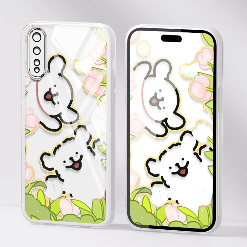 YBD Tulip Line Puppy Ốp Điện Thoại Vivo S1 IQOO NEO 1907 Dây Treo Macaron Ruy Băng Trong Suốt