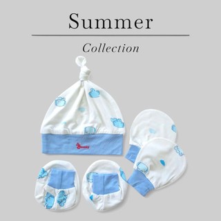 Set mũ vớ hè chất thun lạnh mềm mát Bunny cho bé sơ sinh 3-6kg