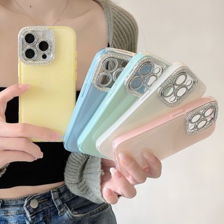 Kim Cương Lấp Lánh Bảo Vệ Ống Kính Phim 2 Trong 1 Silicon Ốp Lưng Điện Thoại iPhone 16Promax 12 13 14 15 Pro Max 15Plus 11 Chống Sốc Nữ Điện Thoại Di Động