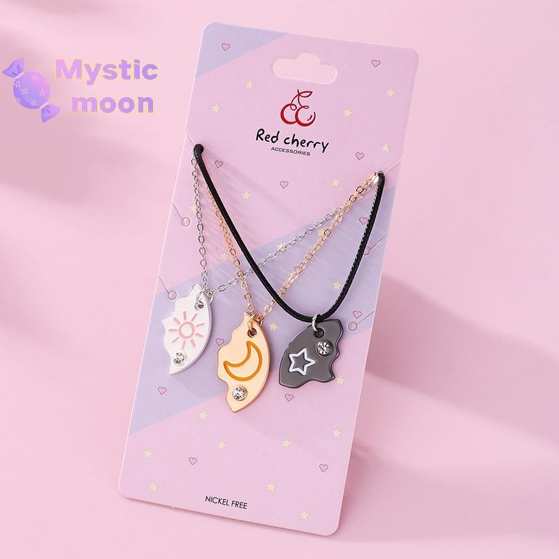 [Mystic] 3 Cái / bộ Mặt Trăng Mặt Trăng Sao Mặt Dây Chuyền Vòng Cổ Người Bạn Thân Nhất Bff Tình Bạn Cặp Đôi Vòng Cổ Trang Sức Thời Trang [Mới]
