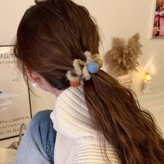 Bóng màu len scrunchie co giãn cao dây tóc phụ kiện tóc đuôi ngựa