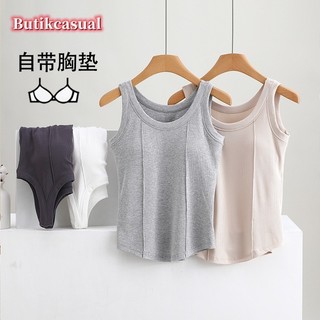 Phụ Nữ Miếng Lót Áo cotton Áo Ngực Không Áo Sơ Mi Nữ Ren Thoải Mái Đồng Bằng Xe Tăng Áo Không Tay Mùa Hè 2024 Áo Cổ Tròn Mỏng Áo Thường Ngày