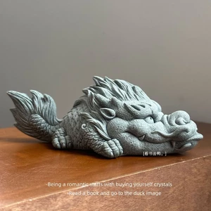 Tượng Long Mã Bốn Móng Bằng Đá Sa Thạch Xanh Dùng Trang Trí Tiểu Cảnh, Bonsai, Thủy Sinh Bể Bán Cạn Terrarium