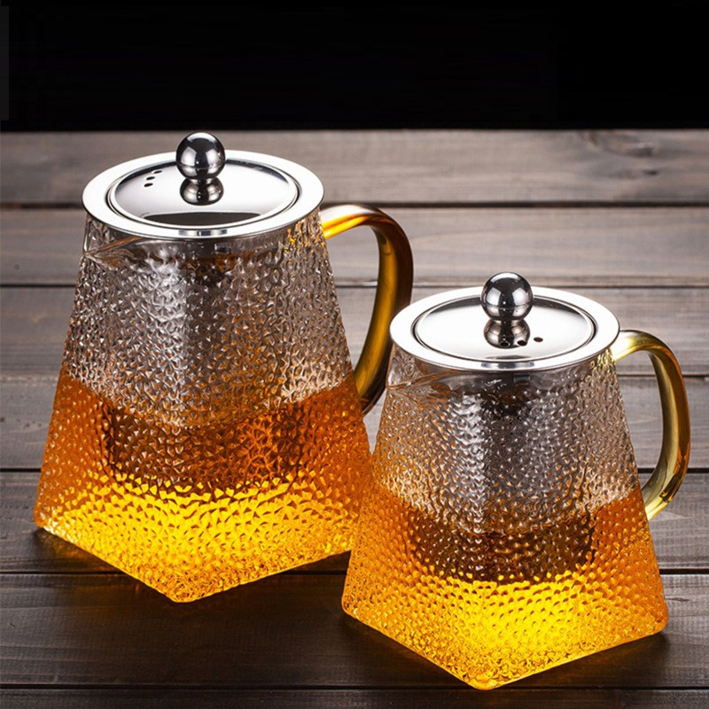 Ấm, Bình Thủy Tinh Họa Tiết Vẩy Cá Có Lõi Lọc Inox 304 Dùng Pha Các Loại Trà