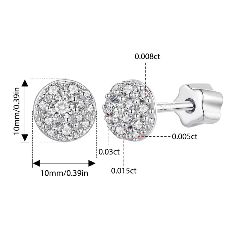 Bamoer 925 Bông Tai Bạc Moissanite Thiết Kế Bán Cầu Sáng Trang Sức Quà Tặng Cho Nữ