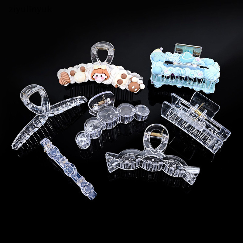 Ziyulinyuk Acrylic Trong Suốt Móng Vuốt Nhựa Trong Suốt Kẹp Tóc Trống Đế Kẹp Tóc Cho DIY Trang Sức Làm Thời Trang Bé Gái Phụ Kiện Tóc EN