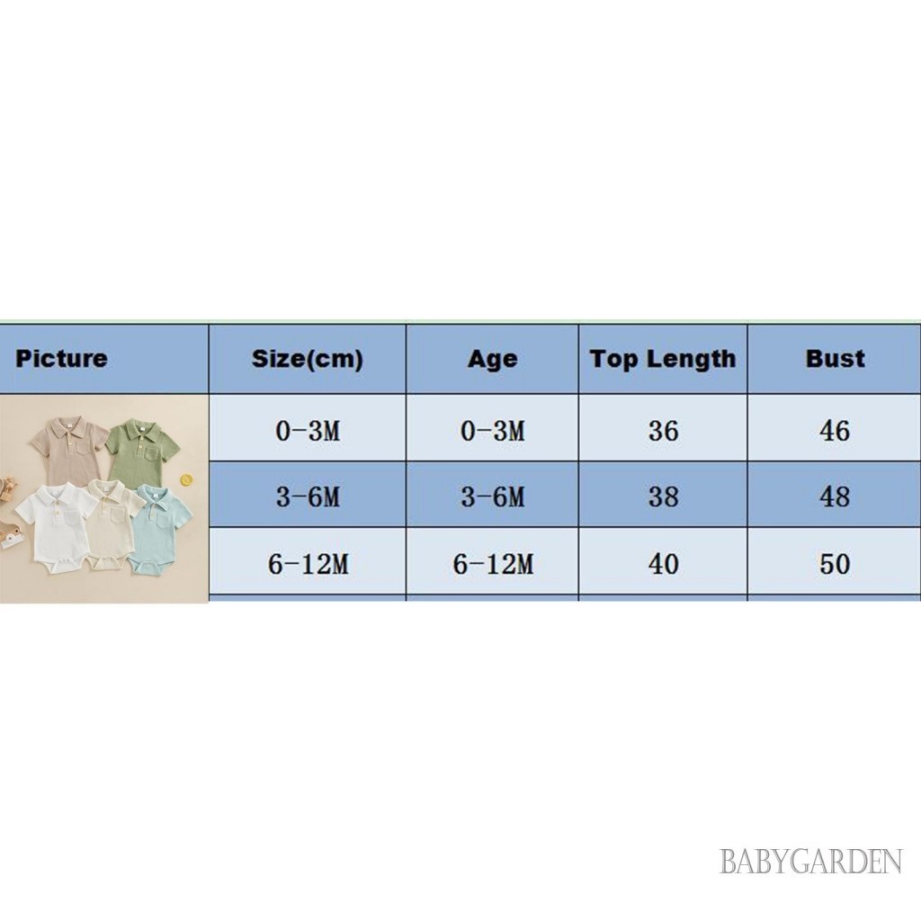 Baga-infant Bé Trai Mùa Hè Áo Liền Quần Sơ Sinh Tay Ngắn Ve Áo Nút Lên Màu Trơn Thường Ngày Body Màu Trơn