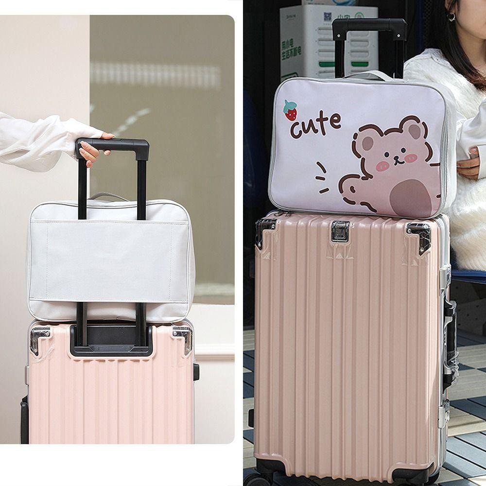 Túi xách ăn trưa WOAY, Túi du lịch PU dung tích lớn, Túi Duffel hành lý di động in hình hoạt hình bền bỉ dành cho sinh viên