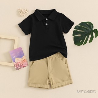 Baga-1-5 Tuổi Trẻ Em Bé Trai Mùa Hè 2 Bộ Áo Sơ Mi Tay Ngắn + Và Quần Short Màu Trơn Quần Áo Cho Bé