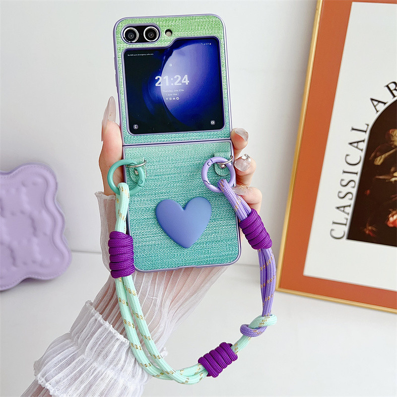 Sang Trọng Hàn Quốc Nhiều Màu Sắc Trái Tim Tình Yêu Di Động Dây Dành Cho Samsung Galaxy Z Flip5 5G Z Flip5 Zflip3 Flip 4 Flip5 Vỏ Chống Sốc