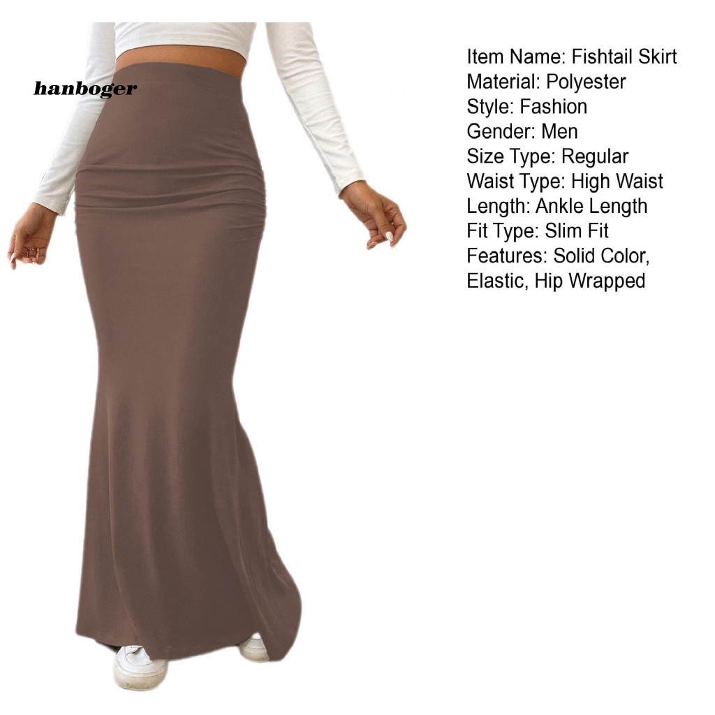 Váy đuôi cá Han Váy đuôi cá màu trơn Váy Maxi đuôi cá cạp cao sành điệu dành cho nữ Slim Fit Nâng hông Chiều dài mắt cá chân Hoàn hảo cho các tín đồ thời trang Đông Nam Á