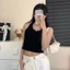 Milyfashion Dập Nổi Phong Cách Mới Chữ Cổ Tròn Không Tay Co Giãn Dệt Kim Sling Mỏng Hơn Nhìn Ba-