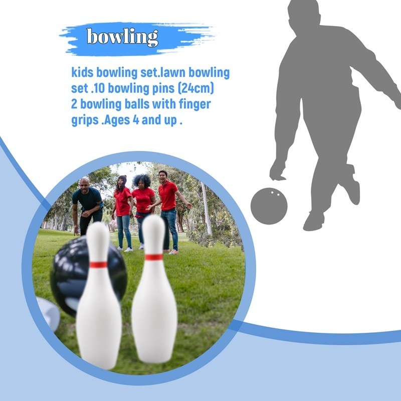 1 Bộ Bowling Cho Trẻ Em & Người Lớn 2 Bóng Với 10 Chân Cho Gia Đình Trẻ Em Và Người Lớn Sân Sau