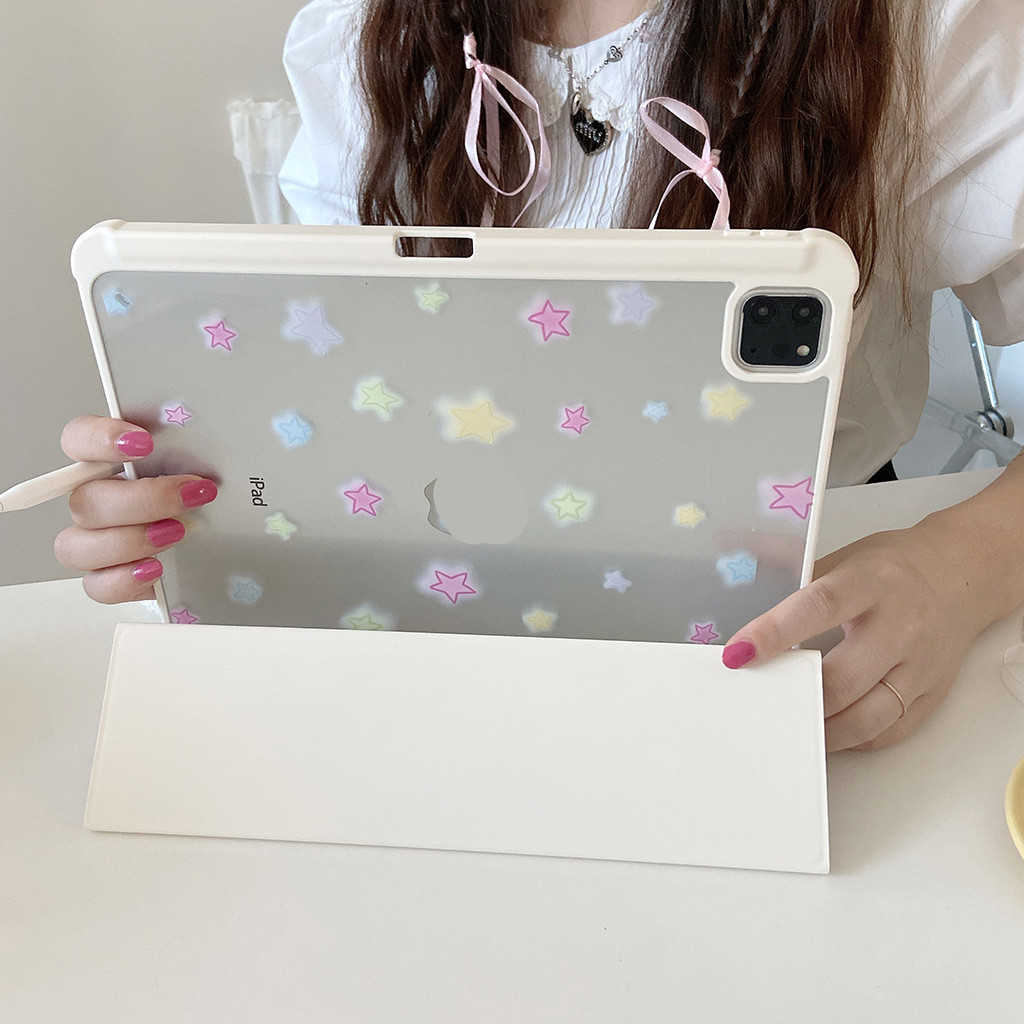 Vỏ gấp ba lần cho IPad Mini6 5 6 7 8 9 Air Air2 Air3 Air4 Air5 Air6 10.9 "Pro10.5 Pro11 Pro12,9 2018 2020 2021 2022 Air Pro 11 13 2024 Vỏ da họa tiết Strars đầy màu sắc