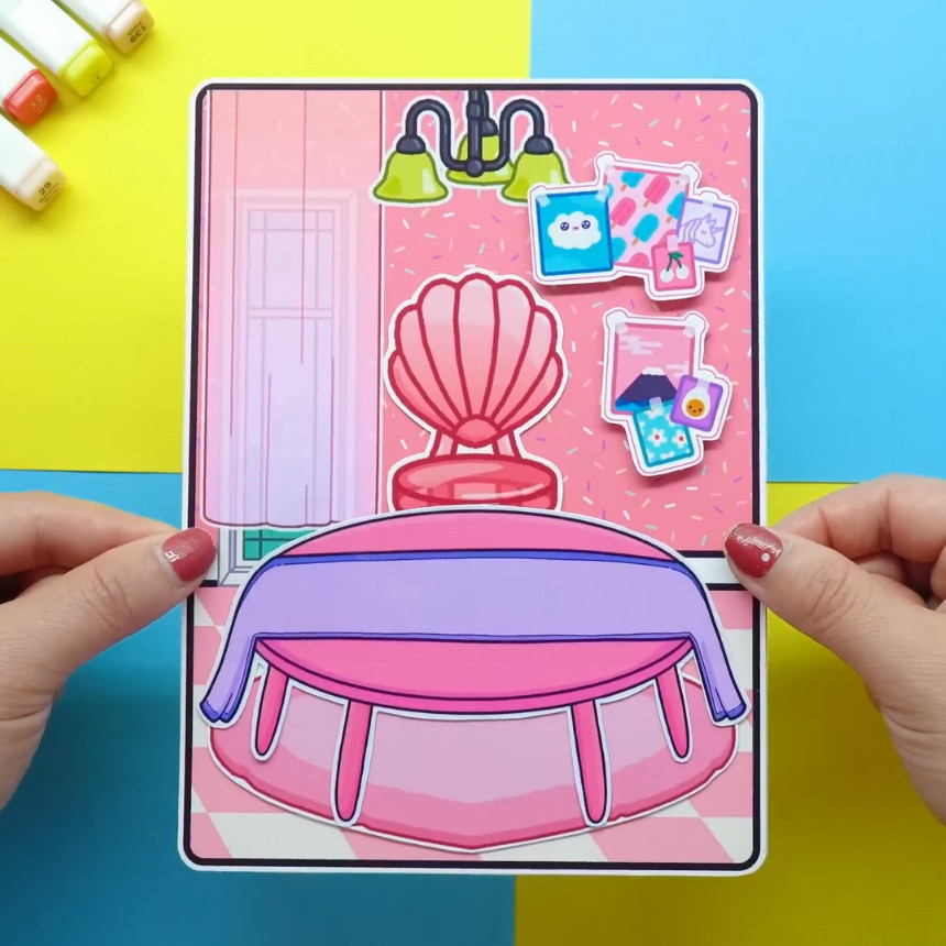 Học Liệu ngôi nhà búp bê bằng giấy toca boca melody quiet book đồ chơi giấy thủ công cho bé gái h31 Giấy in chất lượng
