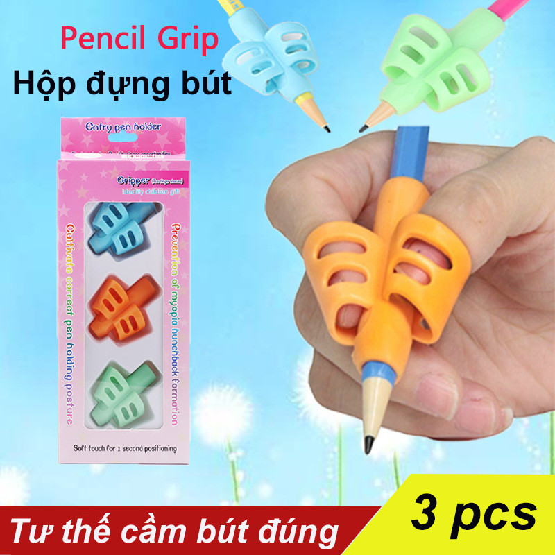 Dụng cụ định vị cầm bút silicon 3 NGÓN cao cấp , Dụng cụ chỉnh sửa tư thế viết cho trẻ em,Hộp đựng bút bằng hai ngón tay