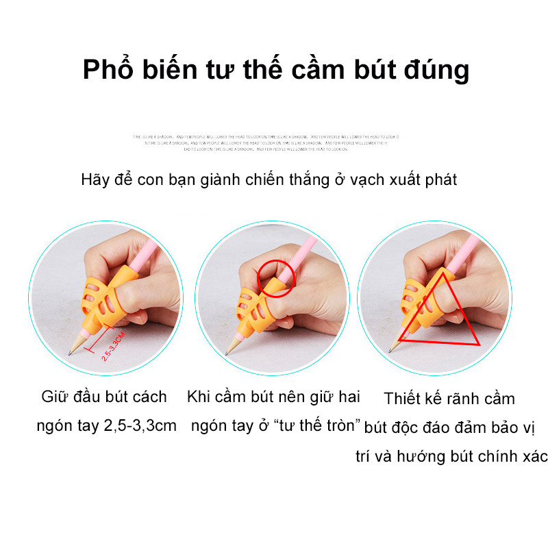 Dụng cụ định vị cầm bút silicon 3 NGÓN cao cấp , Dụng cụ chỉnh sửa tư thế viết cho trẻ em,Hộp đựng bút bằng hai ngón tay