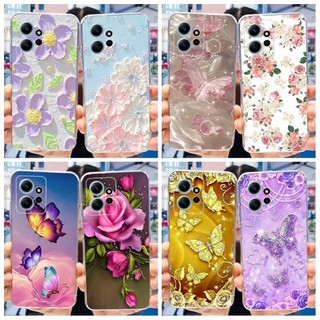Dành Cho Xiaomi Redmi Note 12 4G Vỏ Mới Phong Cách Bướm Hoa Trong Suốt Mềm Mại Ốp Lưng Điện Thoại Xiomi Redmi Note 12 4G Ốp Lưng