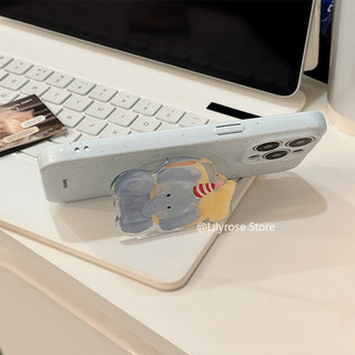 Ins Vỏ hình con voi hoạt hình dễ thương Hàn Quốc iPhone 15 14 13 12 11 Pro Max Xs Max Xr 7 8 Plus Vỏ iPhone Apple có giá đỡ điện thoại hoạt hình Phim bảo vệ toàn bộ mềm