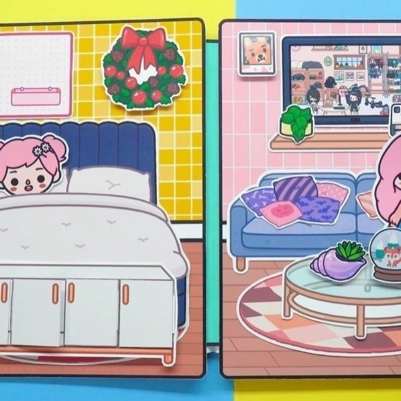 Mom and sister dress up doll handmade diy material package fun toy game quiet book three-dimensional đồ chơi cắt dán