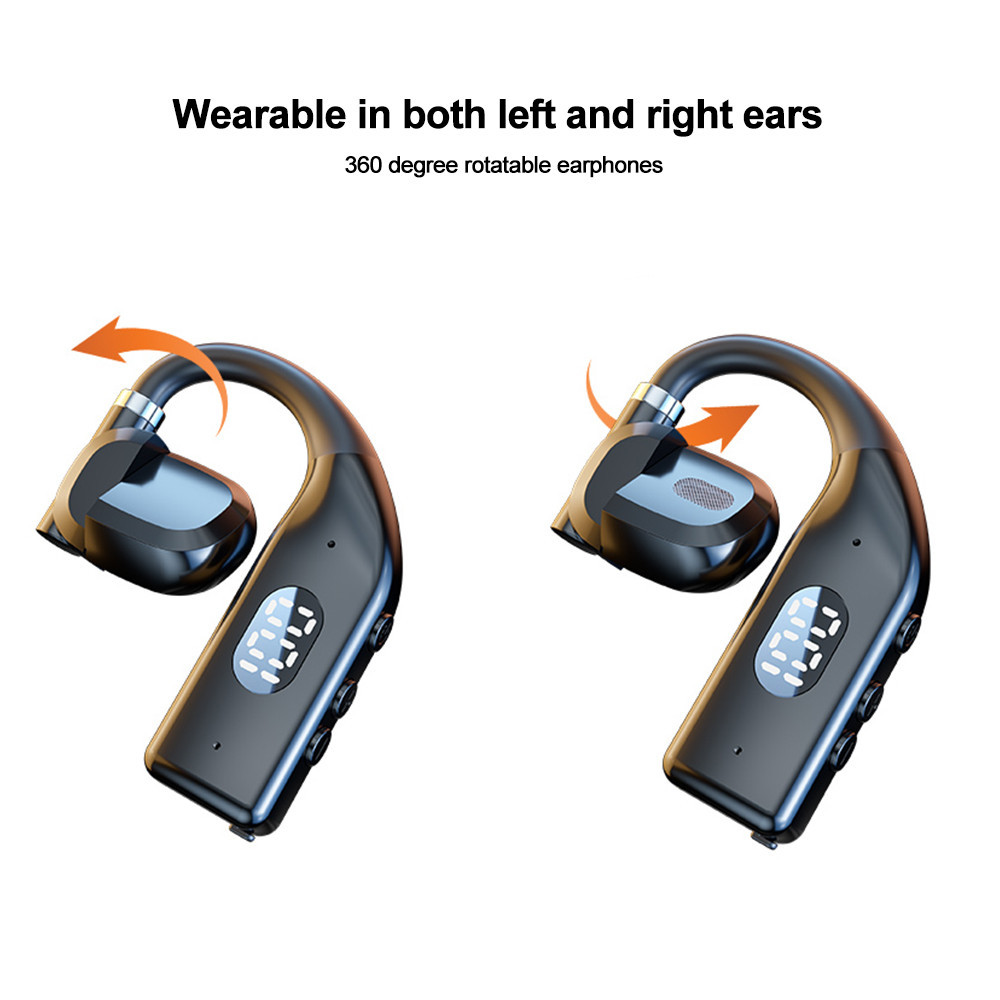 Kẹp tai nghe không dây P7 180° Xoay Bluetooth 5.3 Tai nghe âm thanh nổi HiFi Màn hình kỹ thuật số Tai nghe không dây thể thao có Mic