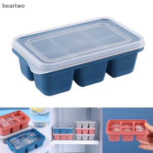 < Beartwo > Khuôn Làm Đá Silicon Có Nắp DIY 6 Lưới Đáy Mềm ce Cube Khuôn Vuông Khay Trái Cây Nhà Bếp Thanh Dụng Cụ Phụ Kiện Đẹp