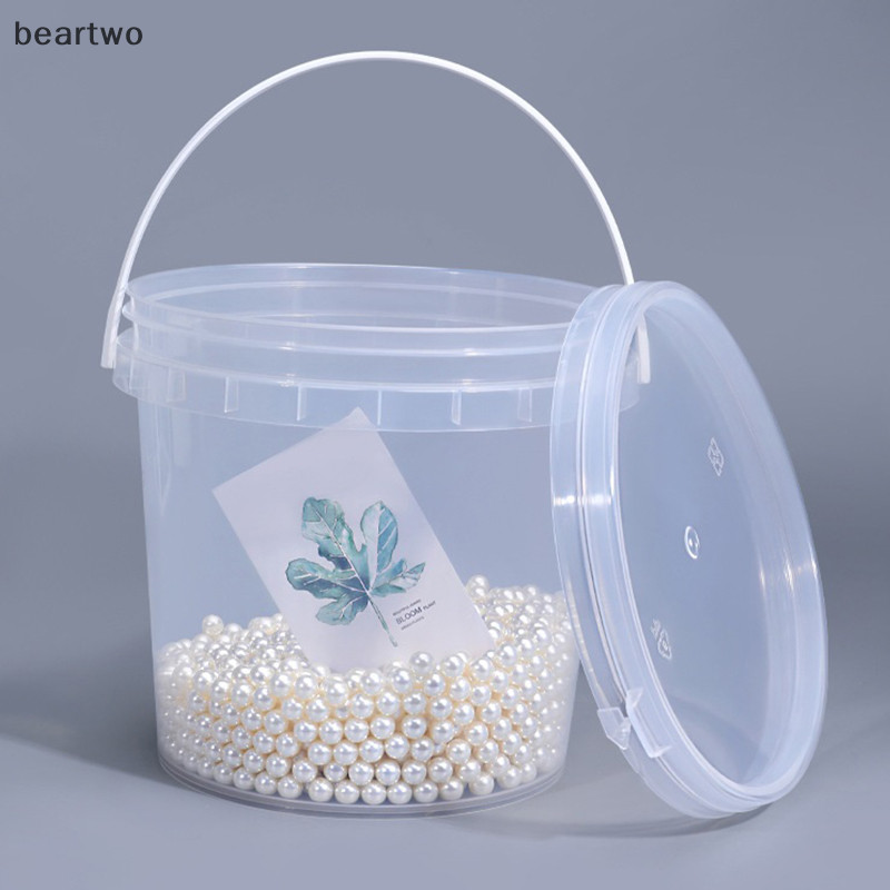 < Beartwo > Thùng + Nắp Nhựa 150ML-1500ML - Trắng Trống Có Tay Cầm - Thùng Đựng Thực Phẩm Lớn Đẹp