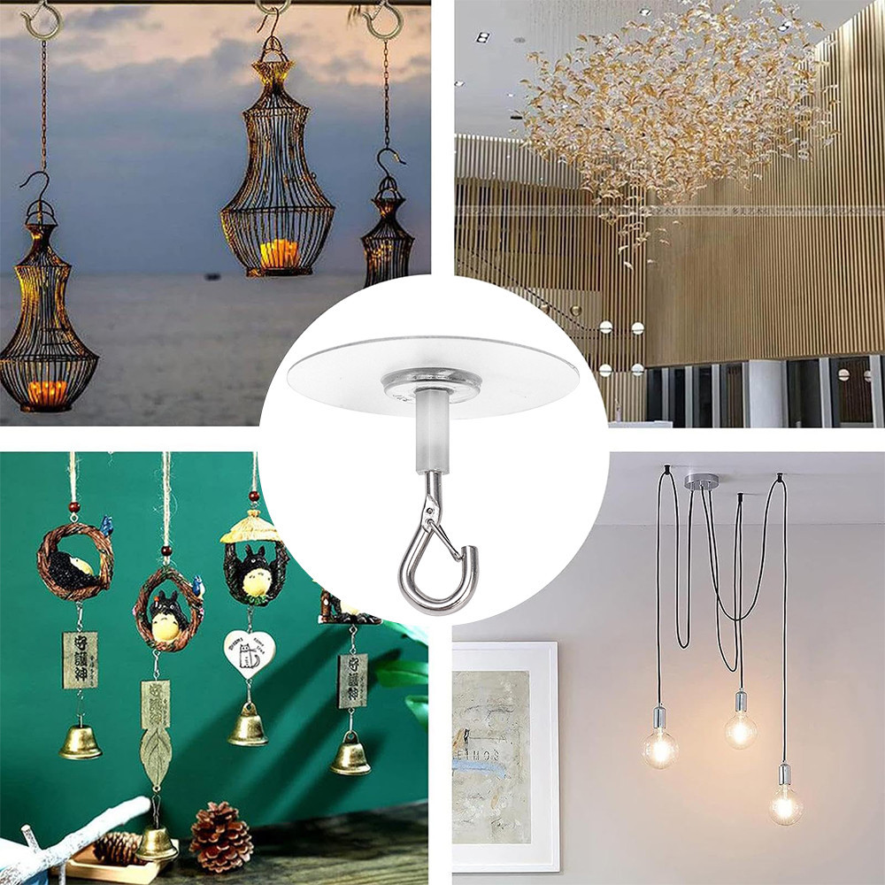Móc trần treo - Móc lưu trữ không đục lỗ - Móc treo chậu hoa - Dụng cụ cố định chịu lực mạnh bằng kim loại - Giá đỡ đảo ngược treo trần mái nhà - Dành cho đèn lồng, đèn, đồ trang trí