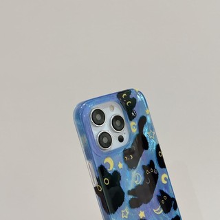Ốp lưng cứng Tương thích với iPhone 12ProMax 13 13Pro 13ProMax 14 14Pro 14ProMax 15 15Pro 15ProMax 16 16Pro 16ProMax 17 17Pro 17ProMax Ốp lưng mèo con màu đen