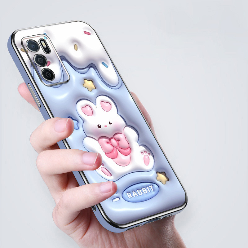 Ốp Điện Thoại Hiệu Ứng Hình Ảnh YBD 3D Cho OPPO Reno 12 Pro Reno 12F Realme C65 4G A3 Pro (Ấn Độ) Hoạt Hình Dễ Thương Thỏ Khủng Long Họa Tiết Silicon Mềm TPU Bảo Vệ
