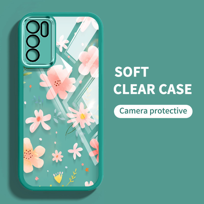 Ốp Điện Thoại Trong Suốt Màu Siêu Mỏng YBD Cho OPPO Reno 12 Pro Reno 12F Realme C65 4G A3 Pro (Ấn Độ) Họa Tiết Hoa Nhỏ Dễ Thương (Phim Ống Kính Tích Hợp)