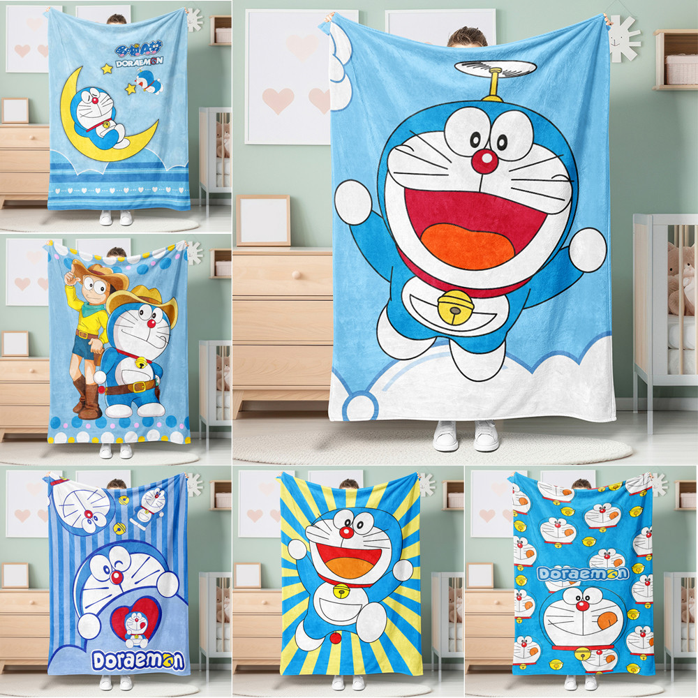 4 Kích Thước Flannel Chăn Hoạt Hình Đôrêmon Đơn Mặt Flannel Chăn Điều Hòa Không Khí Ngủ Chăn