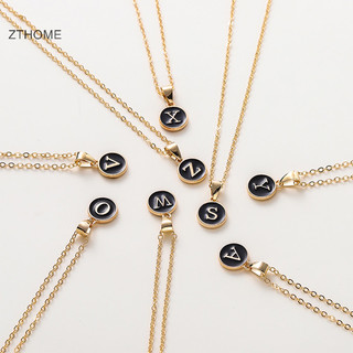 Zthome Đen Kim Loại Chữ Mặt Dây Chuyền Cá Tính Bảng Chữ Cái Mặt Dây Chuyền Ban Đầu A-Z Choker Vòng Cổ Dây Chuyền Trang Sức Cho Nữ HOT