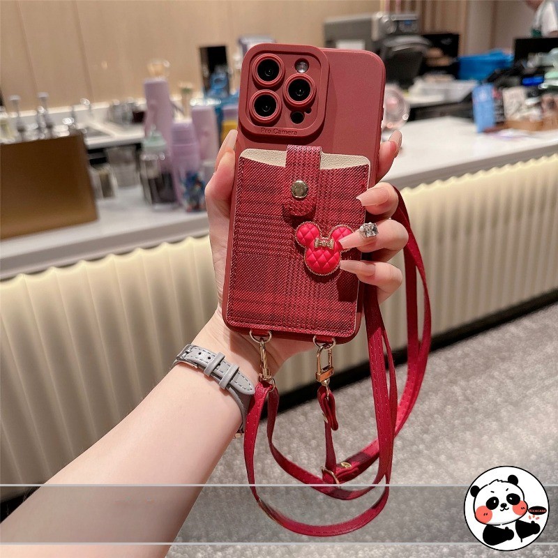 Ốp Ví Cho OPPO Reno 11A 11F 11 10 9 8 Pro Plus 11F 8T 5G 4G Vỏ Sang Trọng Dễ Thương Hoa Mickey Mềm TPU Vỏ Điện Thoại Dây Đeo