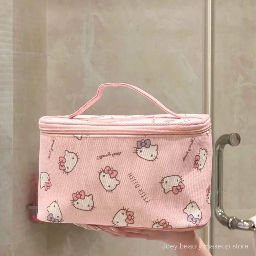 Hello Kitty Cute Printing Large Capacity Portable Cosmetic Bag Portable Wash Handbag Storage Bag HQSA