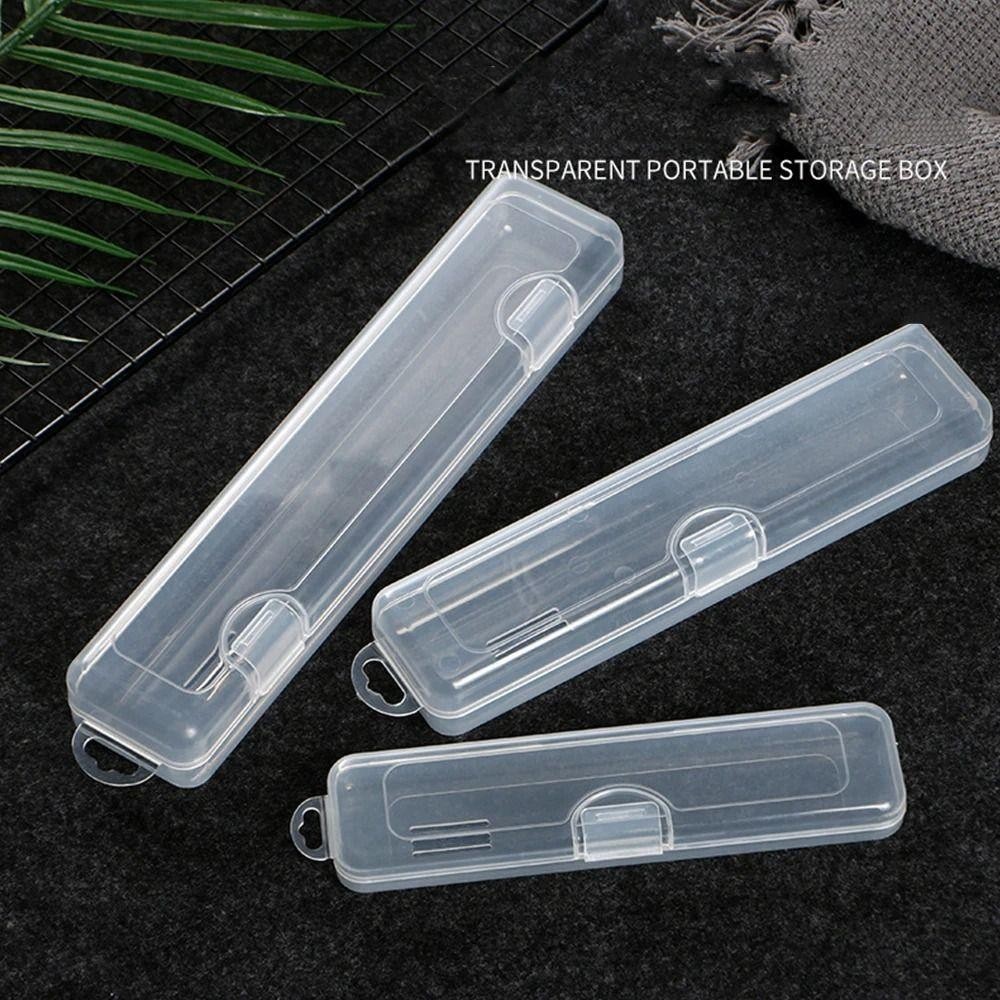 WOODNEST 1 Cái Hộp Bảo Quản Bàn Chải Trang Điểm, Bút Chì Lông Mày Di Động Bộ Đồ Ăn Đũa Hộp Nhựa Tổ Chức, Có Nắp Đa Năng Dụng Cụ Làm Đẹp Trong Suốt
